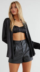 Black Solid Button Down Shirt