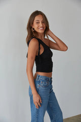 Black One Shoulder Crop Top