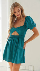 Turquoise Cutout Mini Dress