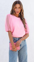 Blush Tulle Sleeves Tee
