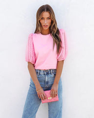 Blush Tulle Sleeves Tee