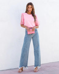 Blush Tulle Sleeves Tee