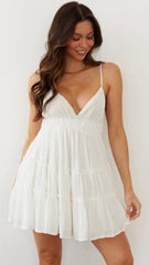 White Tiered Babydoll Mini Dress