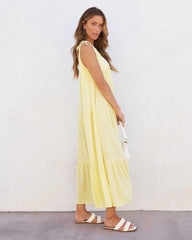 Yellow Tiered Midi Dress