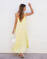 Yellow Tiered Midi Dress