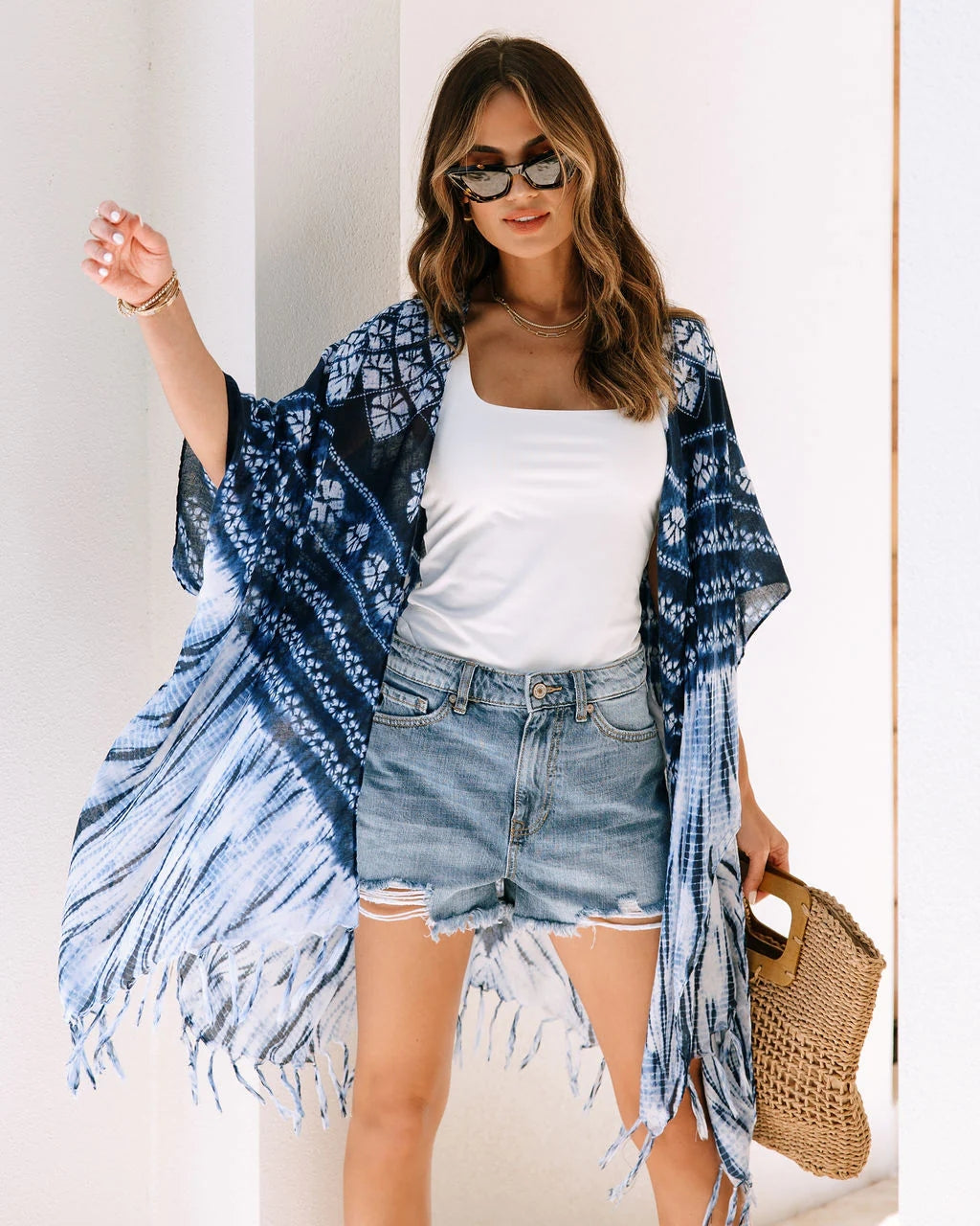 Navy Floral Coverup Kimono