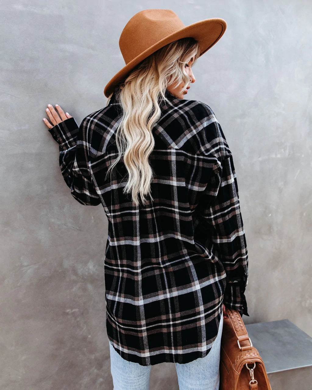 Black Plaid Button Down Shirt
