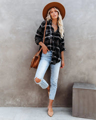 Black Plaid Button Down Shirt