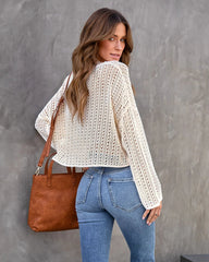 Beige Lightweight Crochet Knit Top
