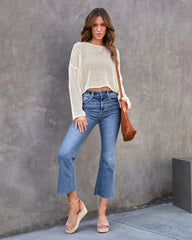 Beige Lightweight Crochet Knit Top
