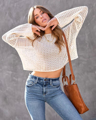 Beige Lightweight Crochet Knit Top