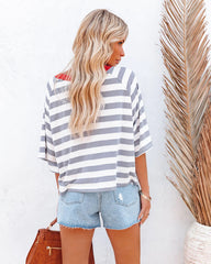 Grey Striped Print T-Shirt