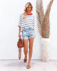 Grey Striped Print T-Shirt