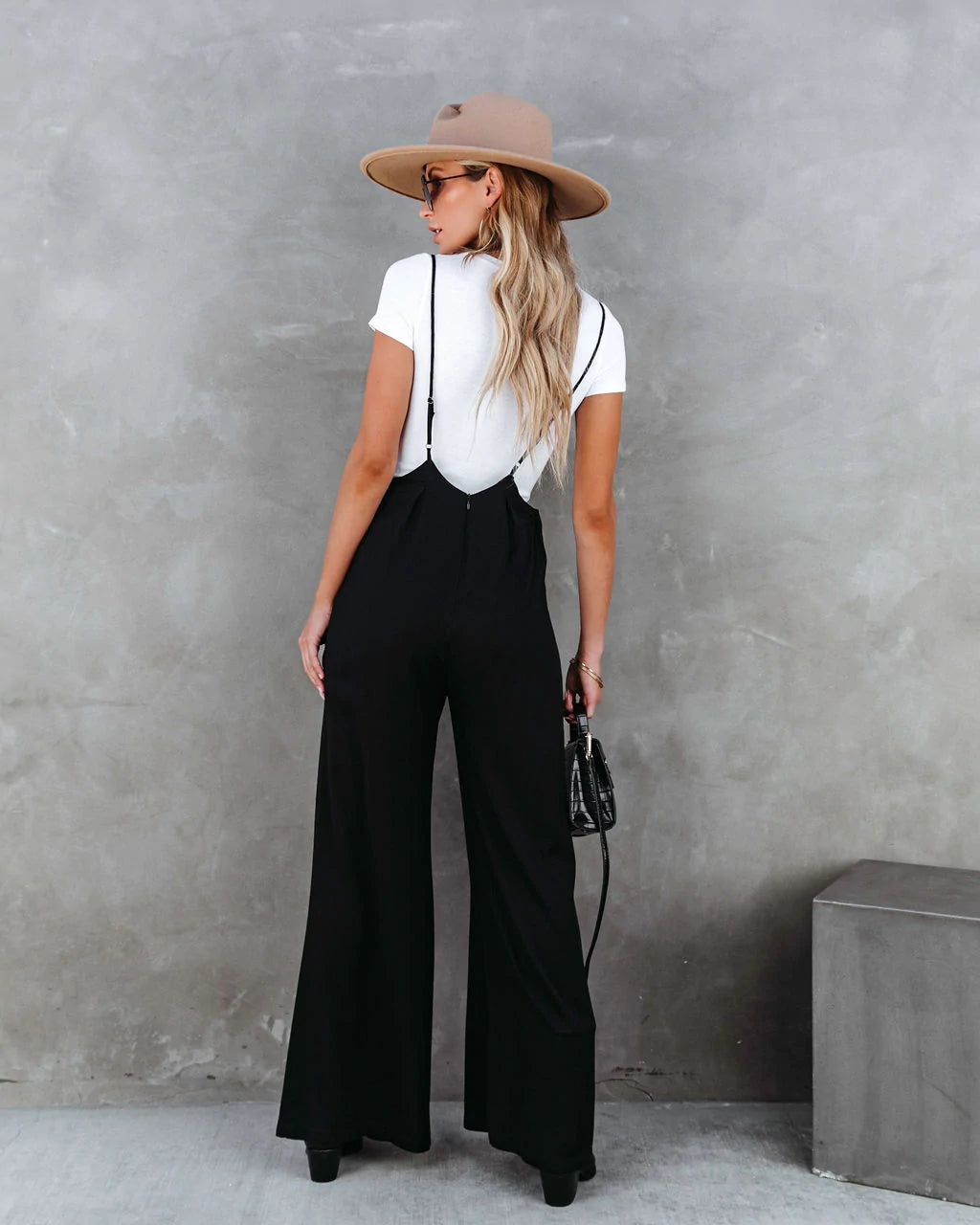 Black Wide-Leg Overalls