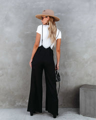 Black Wide-Leg Overalls