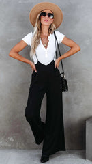Black Wide-Leg Overalls