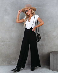 Black Wide-Leg Overalls