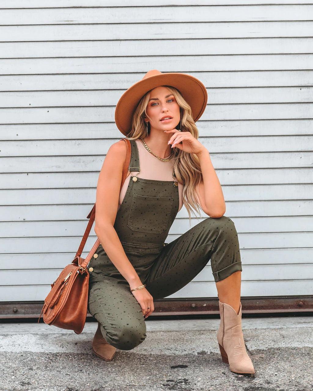 Olive Green Cotton Overalls