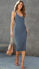 Slate Sleeveless Knit Midi Dress