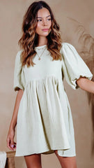 Light Green Pleated Mini Dress