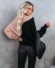 Color Block Ribbed Knit Sweater
