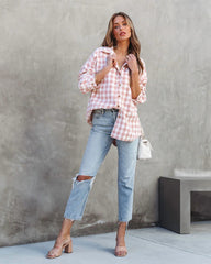 Pink Plaid Button Down Shirt