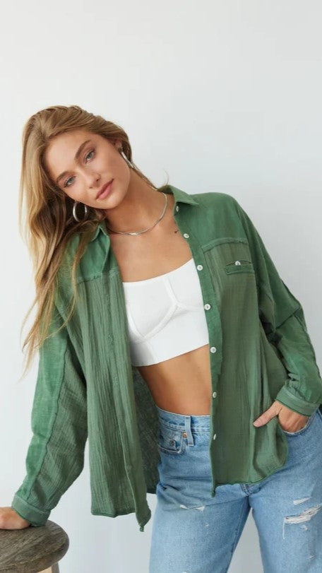Olive Green Button Down Shirt