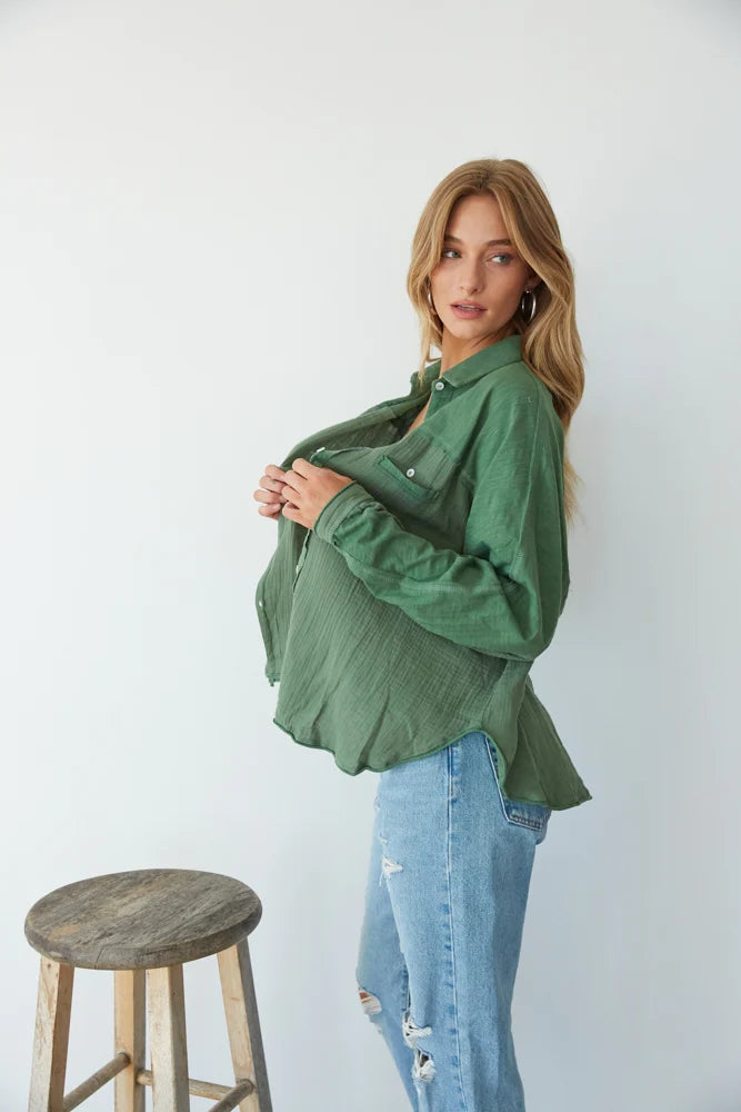 Olive Green Button Down Shirt