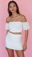 White Off Shoulder Crop Top