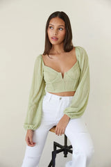 Mint Green Long Sleeves Crop Top