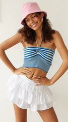 White Ruffle Withdraw Mini Skort