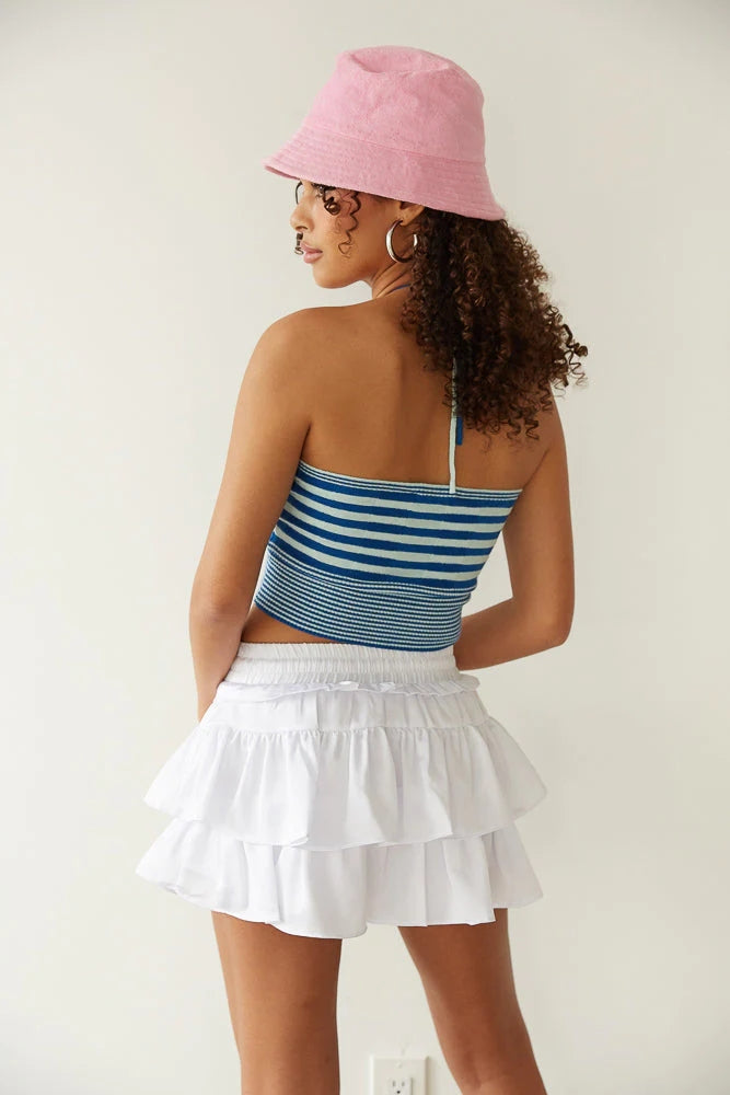 White Ruffle Withdraw Mini Skort