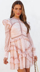 Blush Floral Long Sleeves Mini Dress