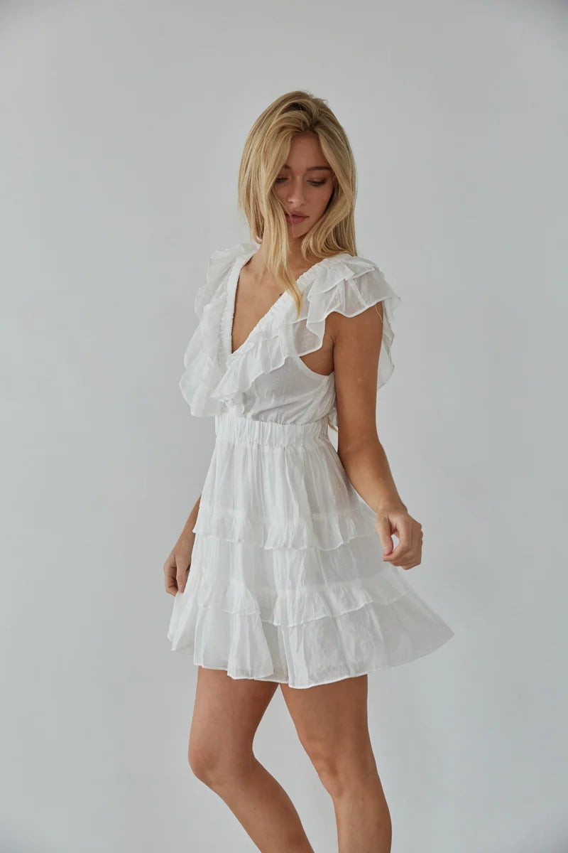 White Tiered Mini Dress