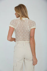 Cream Crochet Lace Crop Top