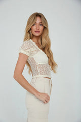Cream Crochet Lace Crop Top